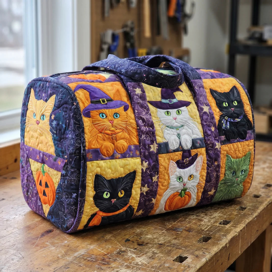 Quilted Cat Tote Bag - Handmade