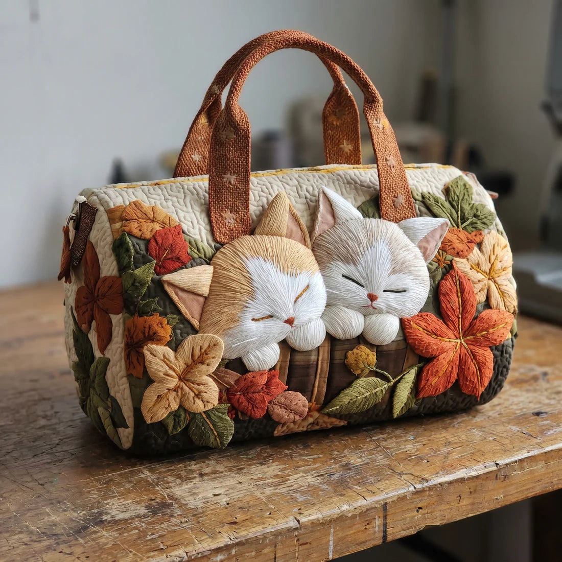 Quilted Cat Tote Bag - Handmade