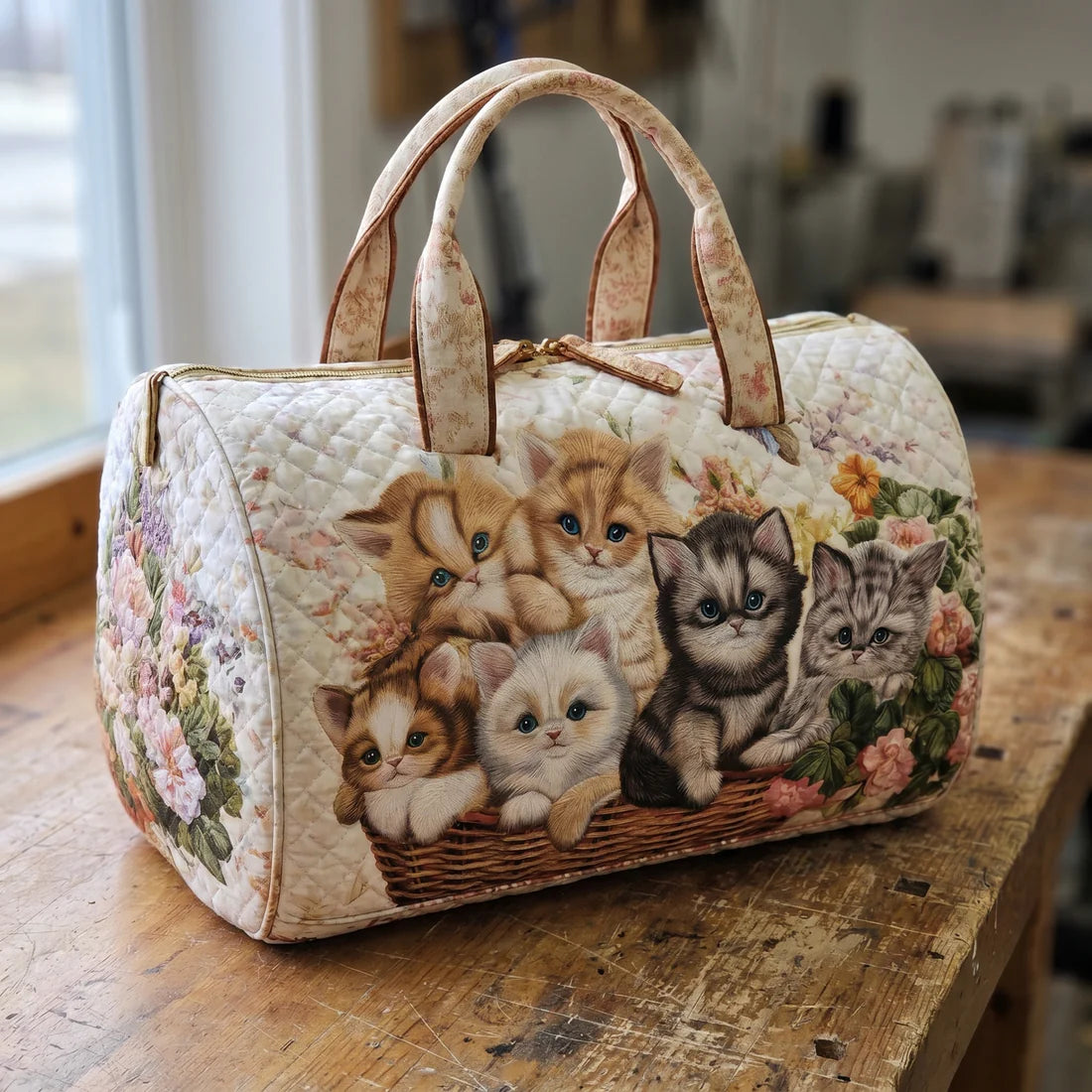 Quilted Cat Tote Bag - Handmade